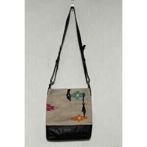 Bag RAJ Anthropologie Southwest Tribal Boho Cotton Leather Aztec Adj Strap EUC